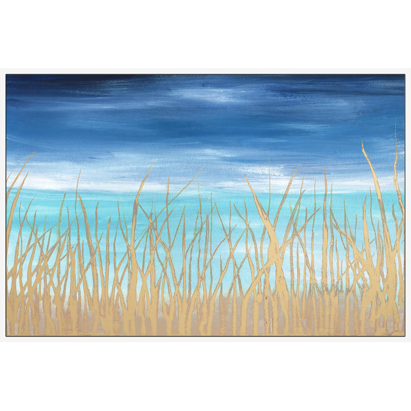 « marram herbe », reproduction de peinture à l’acrylique sur toile encadrée, H 12 po x l 18 po x P 1,5 po