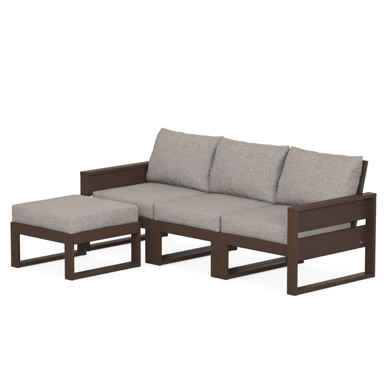 TREX Outdoors Eastport 3 - Person Outdoor Seating Group with Cushions, Weathered Tweed, Brown