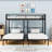Twin Over Twin & Twin L-Shaped Triple Bunk Bed With Built-In Side Table, Ladder & Guardrails