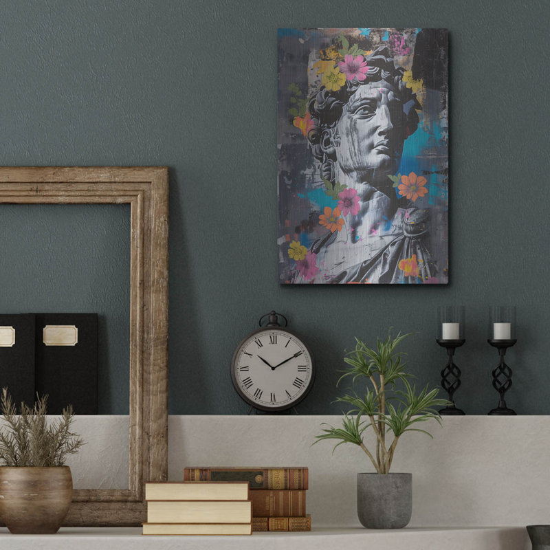 Statue grecque par Andreas Magnusson, art mural en métal, H 16 po x l 12 po