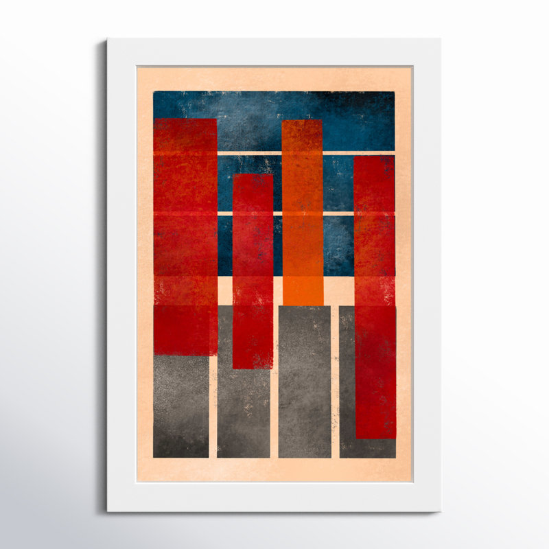 «Geometric Red and Blue» par Joss & Main - reproduction de cadre photo, H 17 po x l 12 po, Blanc
