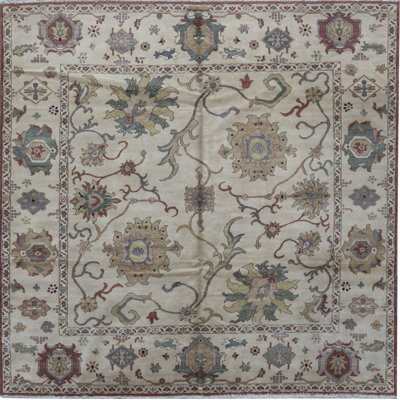 Tapis ivoire et ivoire noué à la main de haute qualité