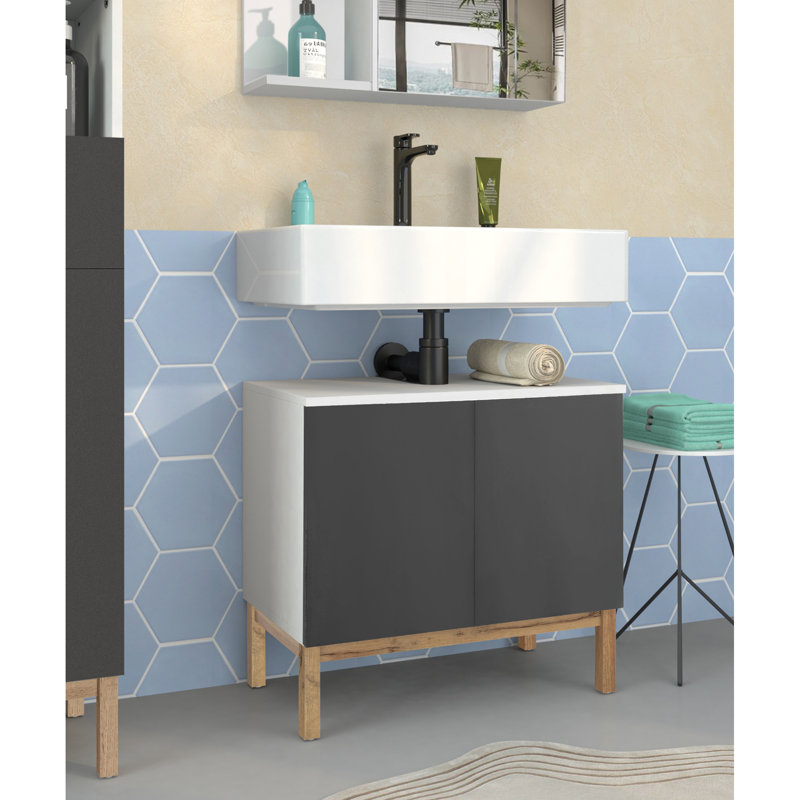 Marle 56cm Kitchen Pantry, White/Anthracite/Oak