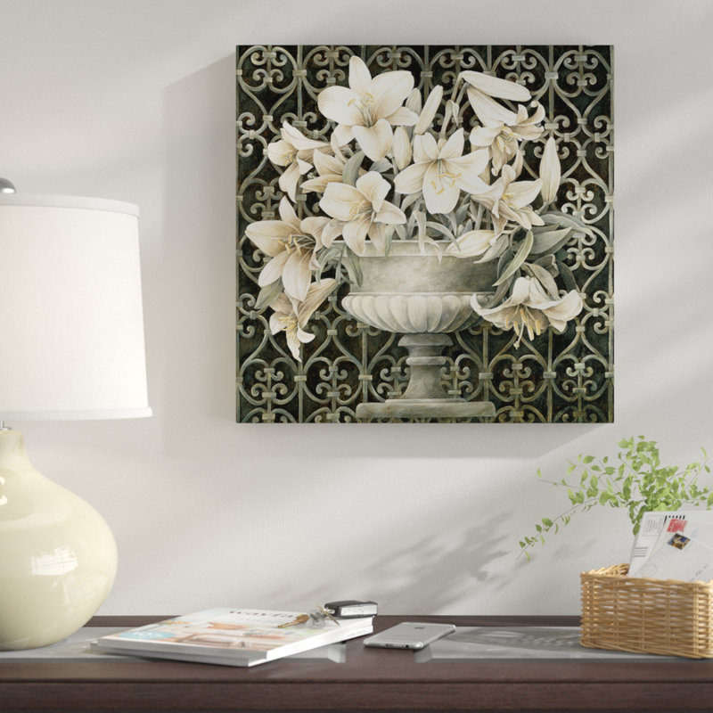 «Lilies In Urn», impression sur toile, H 12 po x l 12 po x P 0,75 po, Toile tendue, Pas de tapis