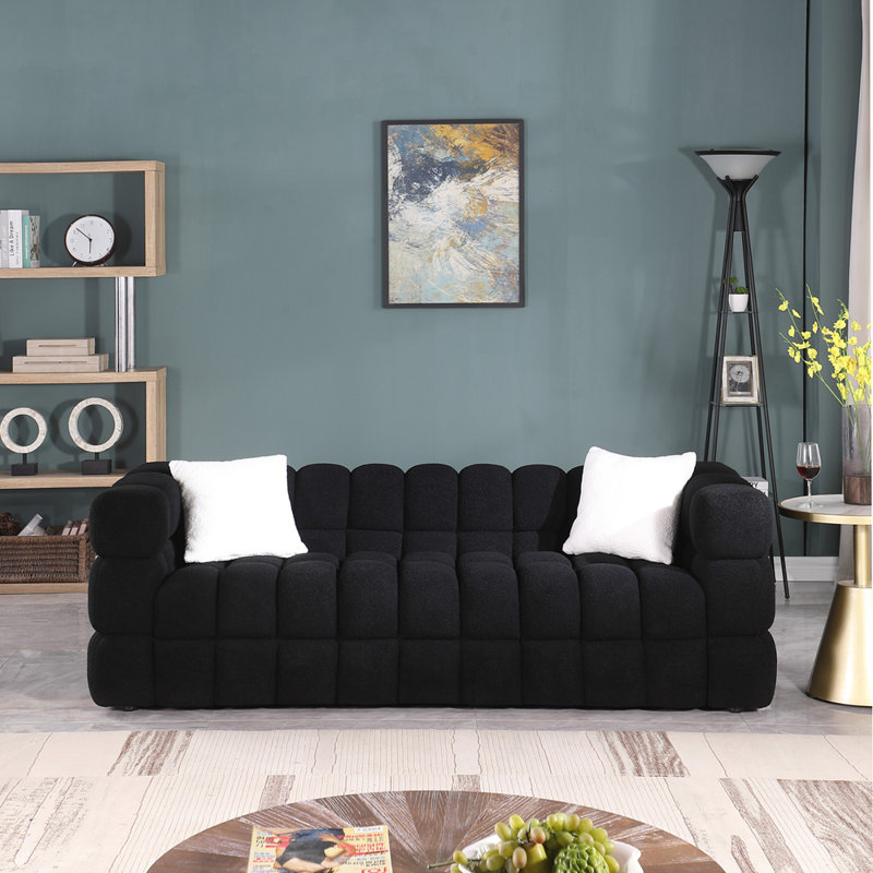 Canapé luxueux moelleux 3 places Boucle Upholstery, Noir