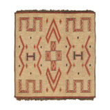 Vintage Square Tuareg Mat In Red And Beige Tribal Geometric Patterns
