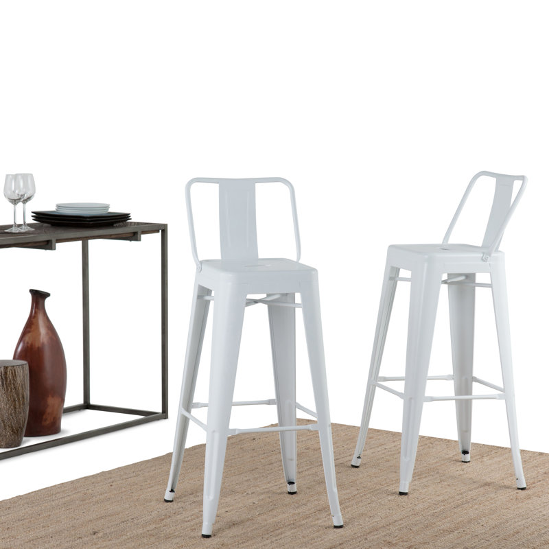 Tabouret en métal Rayne, Blanc, Tabouret de bar (siège d'une hauteur de 30 po), 2