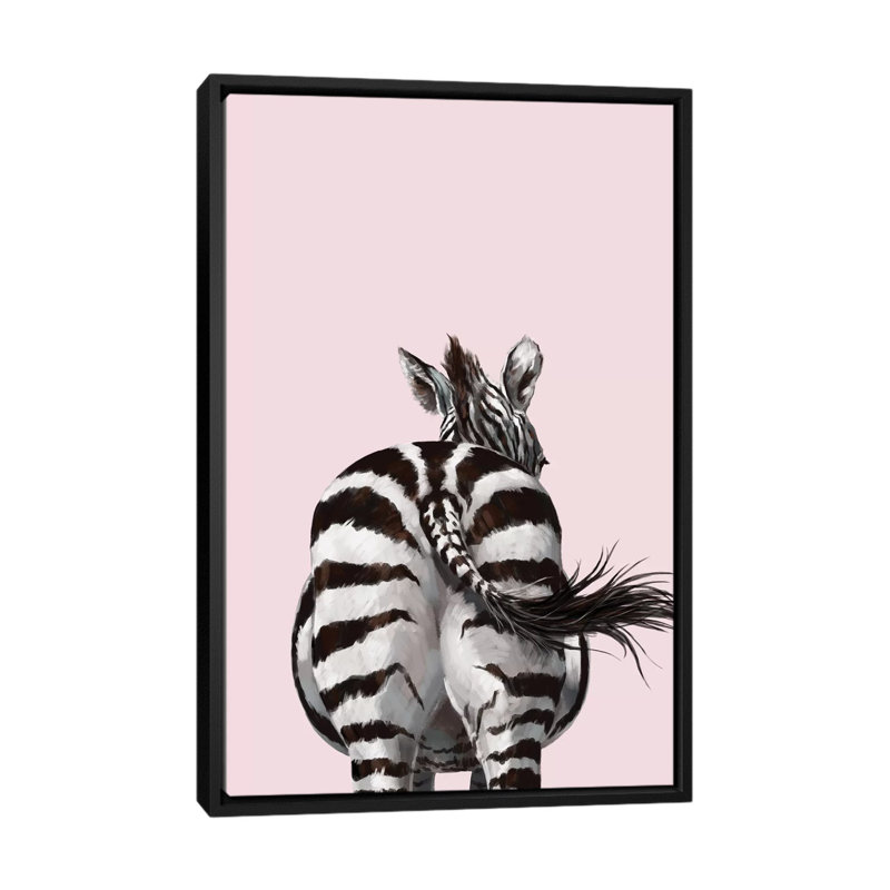 Art à bout zèbre, Toile avec cadre noir, H 26 po x l 18 po x 1,5 po