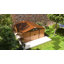 Remise de rangement extérieure 9 pi x 6 pi Outsunny, remise en métal pour outils de jardin avec trousse de fondation, double porte verrouillable, bouches d'aération et toit incliné, pour cour, patio, pelouse, jaune-98202123-98202128