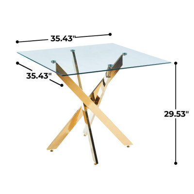 Table carrée en acier et verre