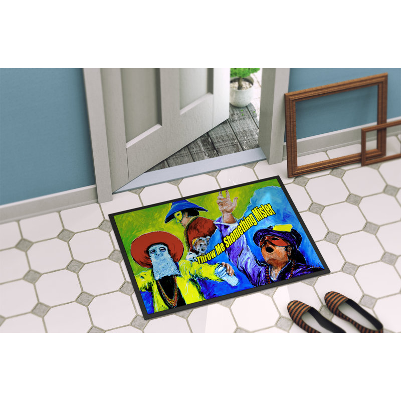 Tapis de porte d’intérieur anti-dérapant mardi gras gras throw me atomiseur, Rectangle 2 pi x 3 pi