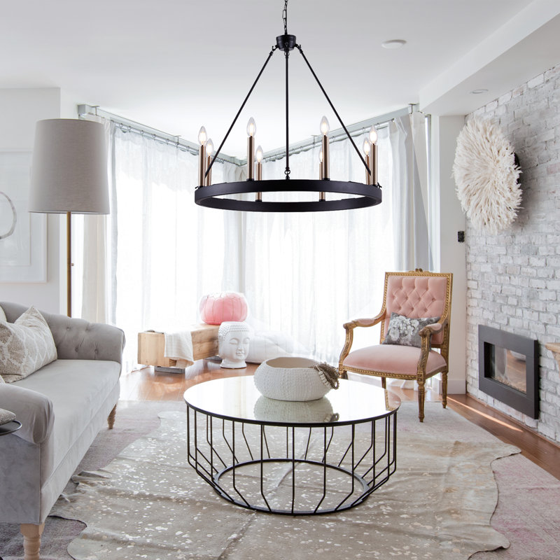 Marsden 8 - Light Dimmable Wagon Wheel Chandelier