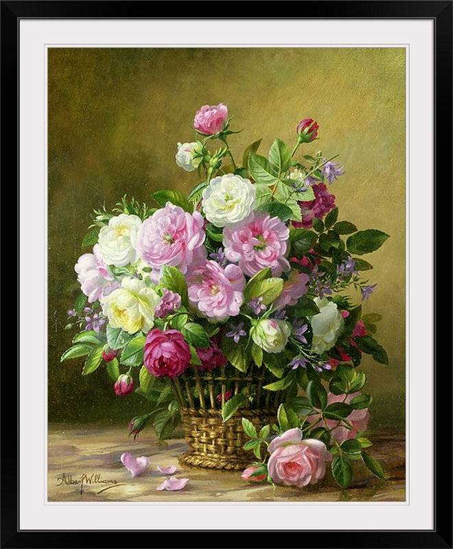 «Alexica Roses» par Albert Williams, reproduction d'art, H 23 po x l 20 po x p 1 po, Cadre noir