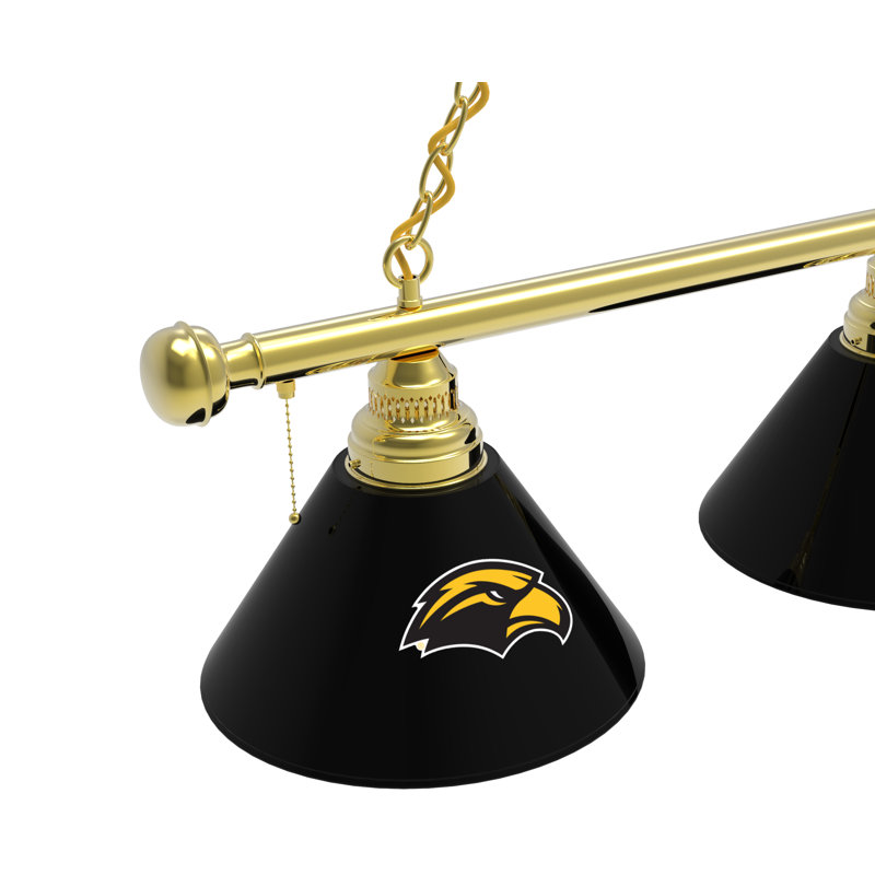 3 - Light Pool Table Lights Pendant, Brass, Southern Miss Golden Eagles