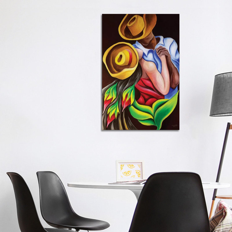 Dancing - Painting on Canvas, 101.6 cm H x 66.04 cm W, Brown Framed