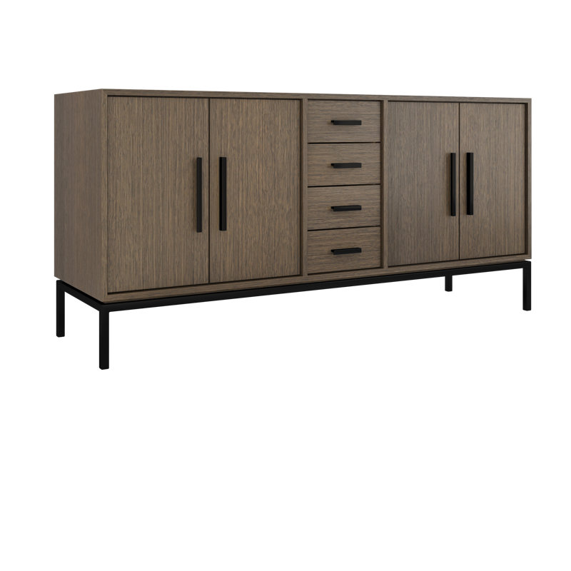Rift White Oak Double Bath Vanity, 72", Smoked Modern, Matte Black