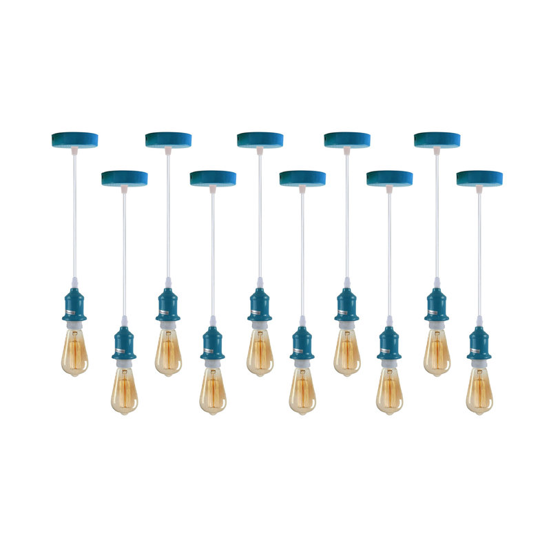 Adji 10-Pack Industrial Pendant Light Fittings with Adjustable PVC Cables - E27 Ceiling Lamp Holders for Stylish Home Lighting
