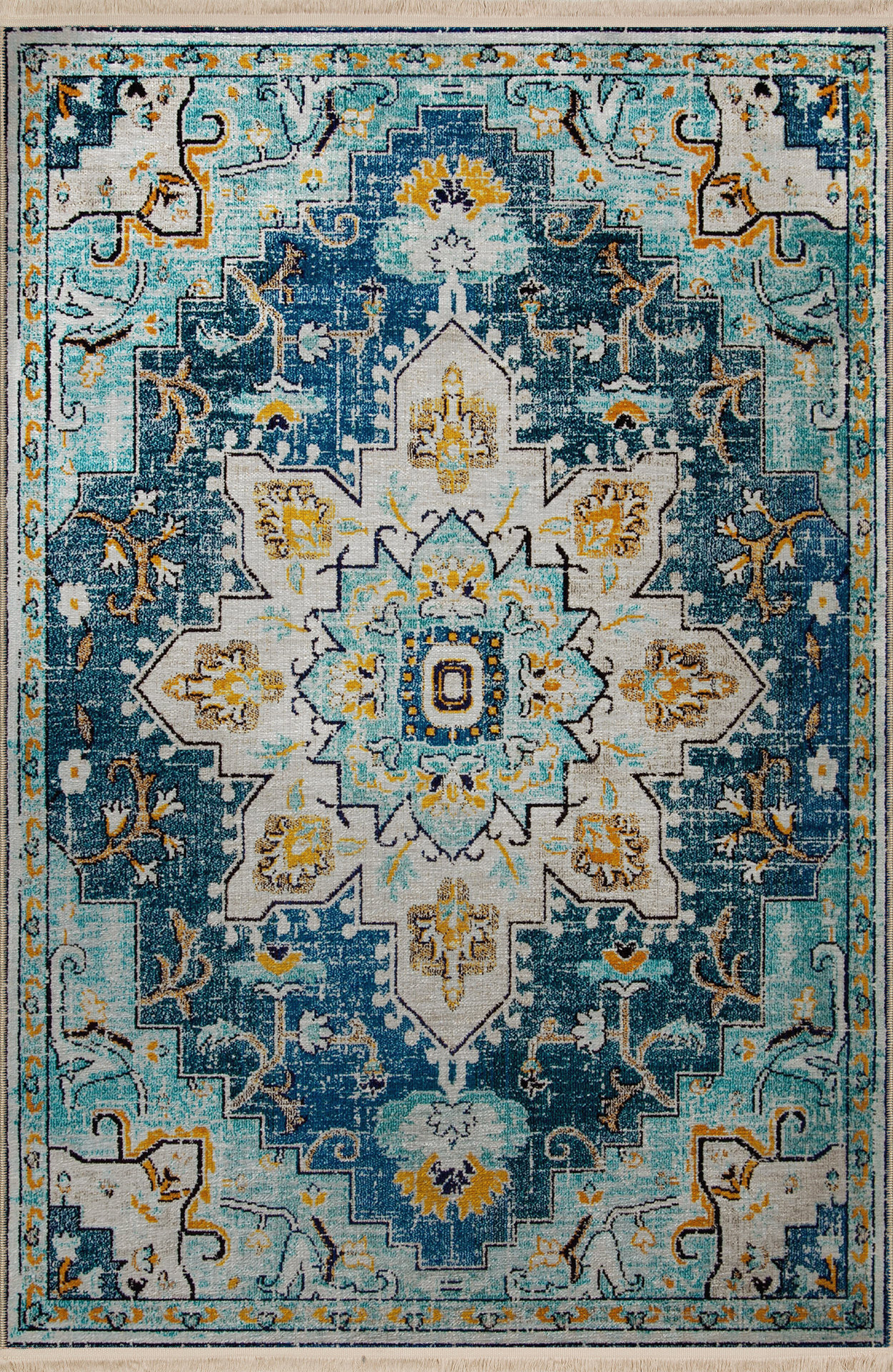 Hokku Designs Blue Themed Traditional Motif Floral Patterned Creative ...