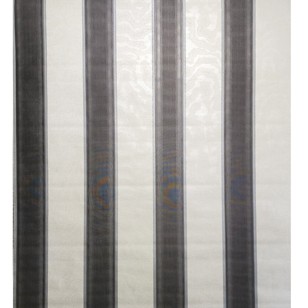 Modern lines white gray stripes faux fabric striped Wallpaper rolls Latitude Run®