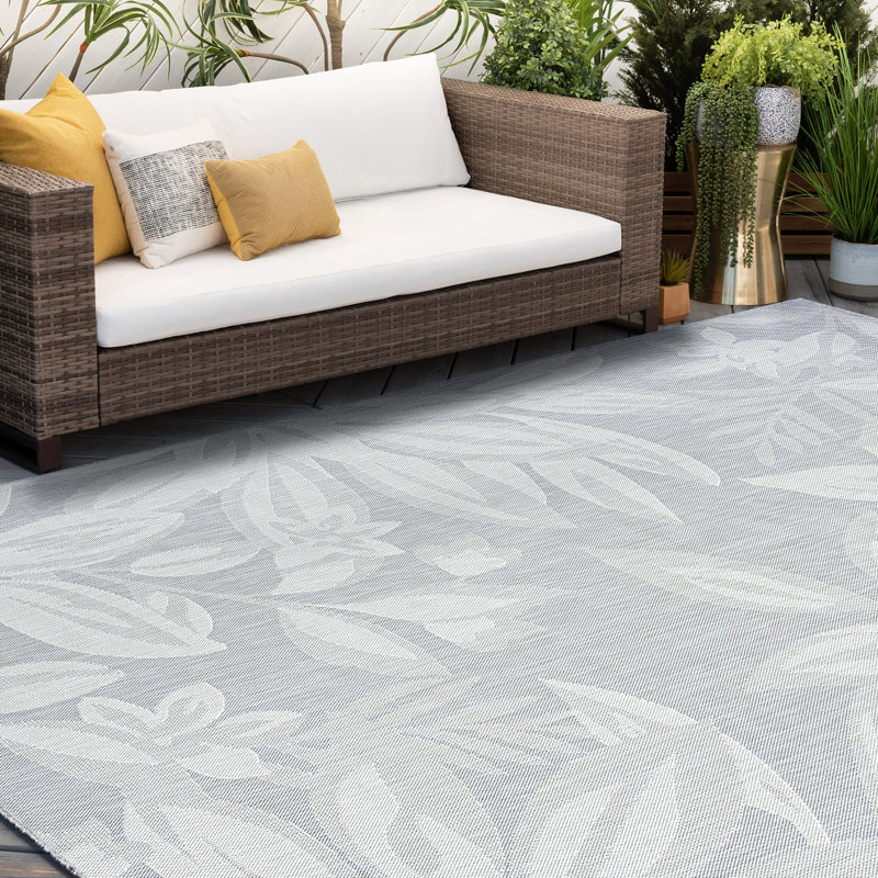 Tapis intérieur / extérieur gris Bagarm, Rectangle 8 pi 10 po x 12 pi 2 po