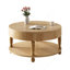 Table basse ronde de 31,5 po avec rangement dissimulé et tablette inférieure ouverte en bois naturel