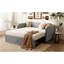 Lit de jour rembourré en velours gris avec lit gigogne escamotable 2 en 1 pour chambre à coucher et revêtement polyvalent-1397872491