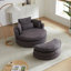 Fauteuil pivotant gris en chenille avec rangement et coussins en mousse