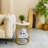 White Stone Side End Table 2-Tier Round Bedside Table With Storage Shelf