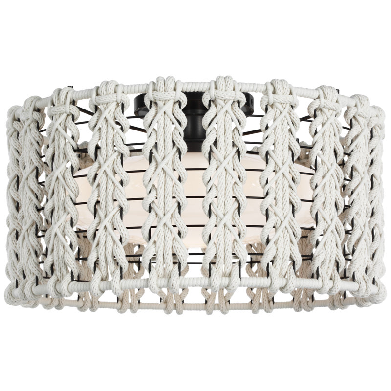 Catania 17" Flush Mount With Cream Braided Rope, Bronze