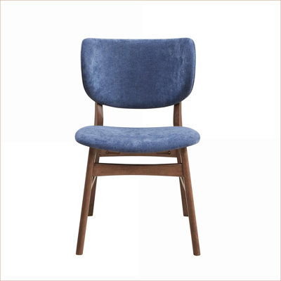Set of 2 Padded Sky Blue and Walnut Brown Dining Side Chairs for Adults, Scratch Resistant Dining Chairs
