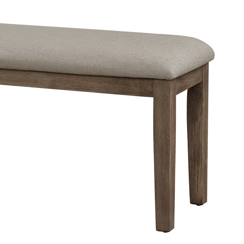 Banc de 17,64 lb avec revêtement en tissu et structure en bois brun brossé pour la salle à manger, Brun
