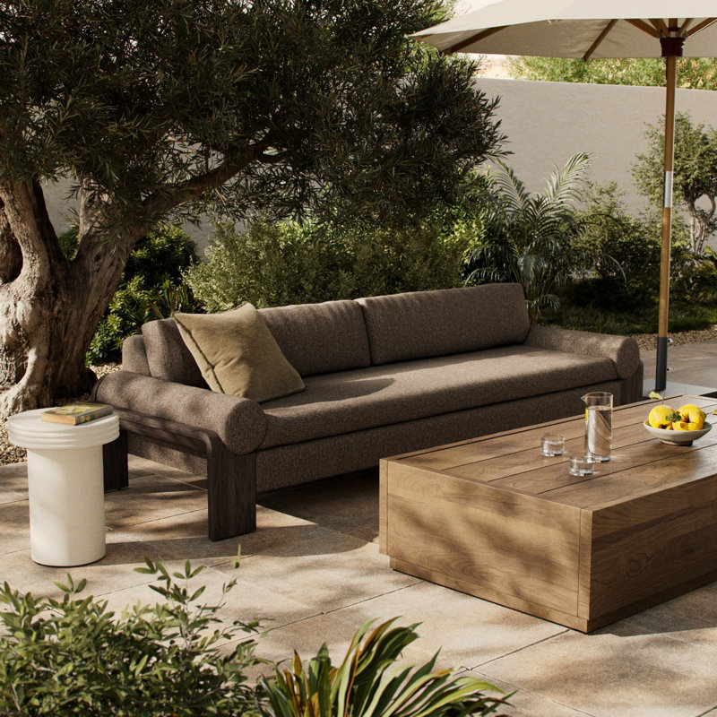 Joette Outdoor Sofa-104"-Washed Brown-FSC, Stained Saddle Brown, Ellor Brown