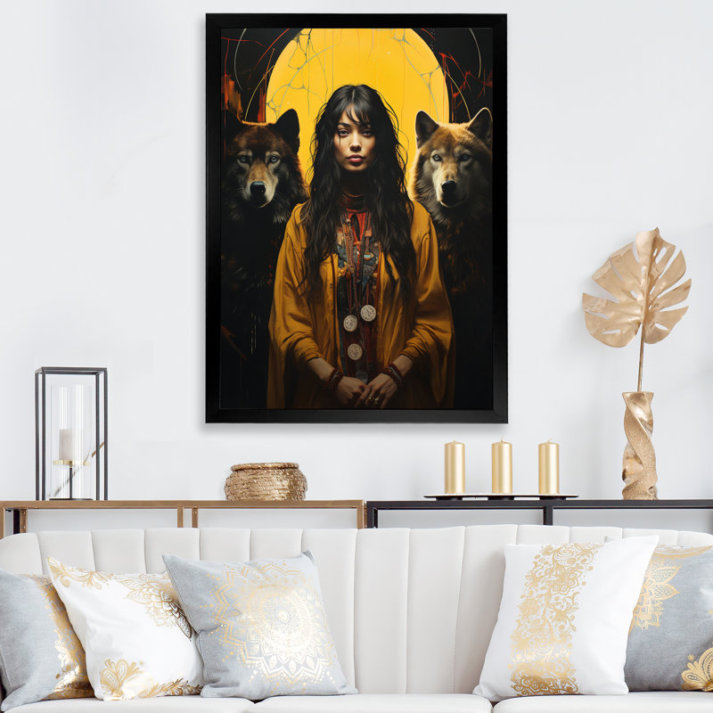 Femme qui danse avec les loups, H 20 po x l 12 po x P 1 po, Cadre photo noir