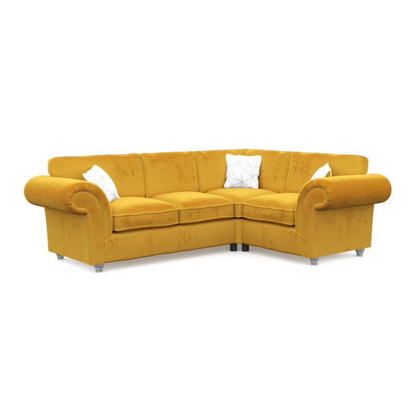 Windsor 4 Seater Velvet Corner Sofa, Silver, Saffron
