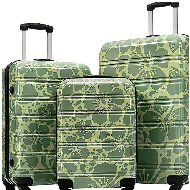 Valise à roulettes 3 pièces Hardshell avec valise TSA, Green