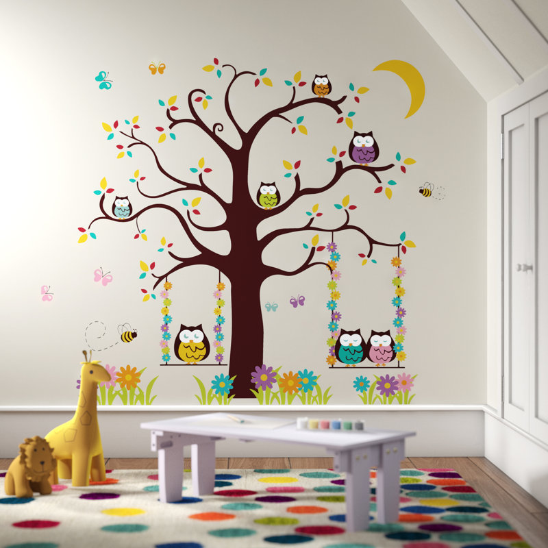 Décalcomanie murale arbre hibou