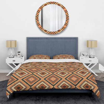 Brown Abstract Geometric - Abstract Duvet Cover Set - Microfiber Polyester