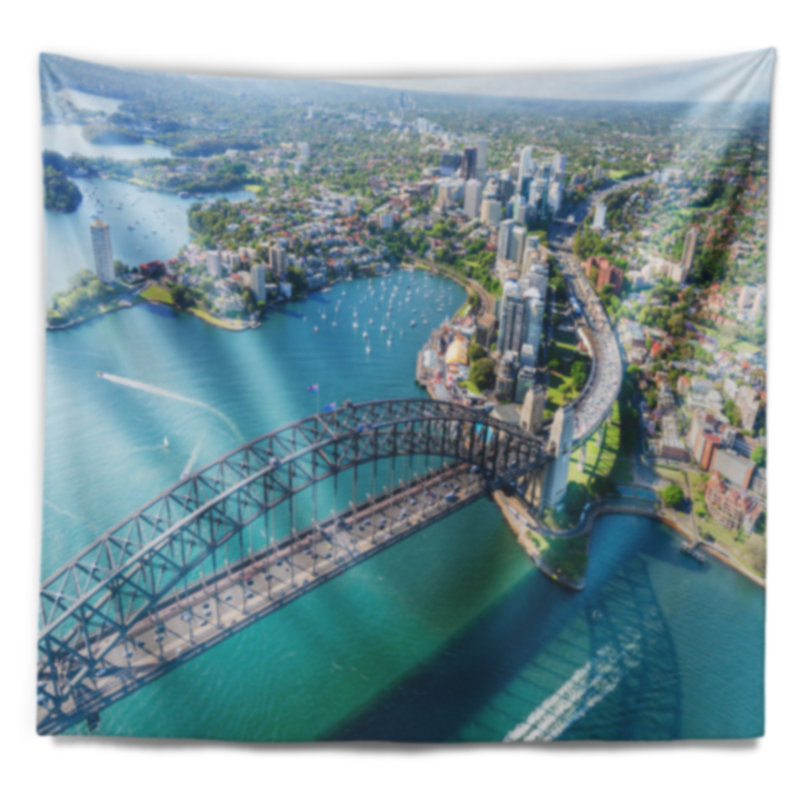 Tapisserie de paysage urbain de Sydney, H 32 po x l 39 po
