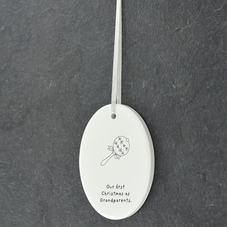 Our First Christmas As Grandparents Oval Shaped Ceramic Ornament