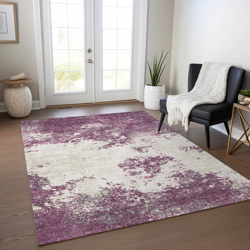 Tapis intérieur / extérieur lavable mauve Aera , 5' x 7'6"