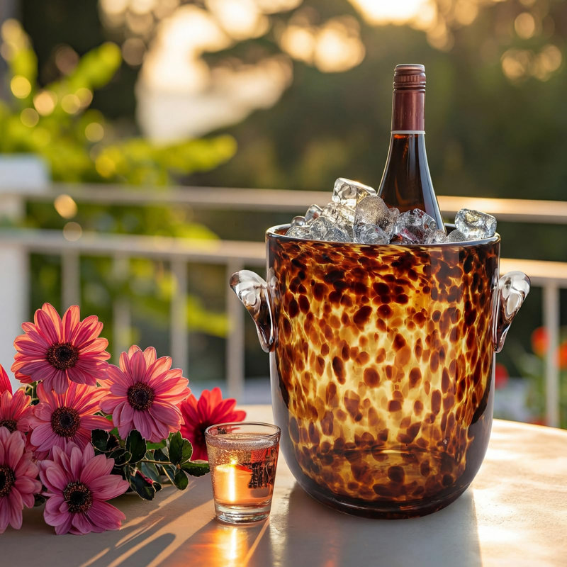 Seau à glace en verre, accessoires de bar pour la maison, cocktail, bar à vin, (écaille de tortue)