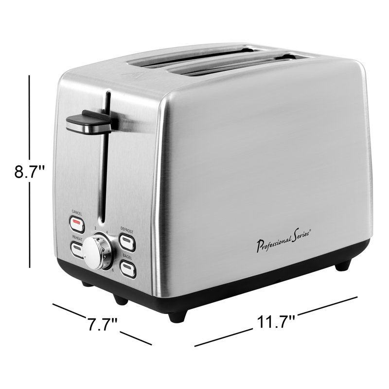 Stainless Steel 2-Slice Wide Slot Toaster with Crumb Tray