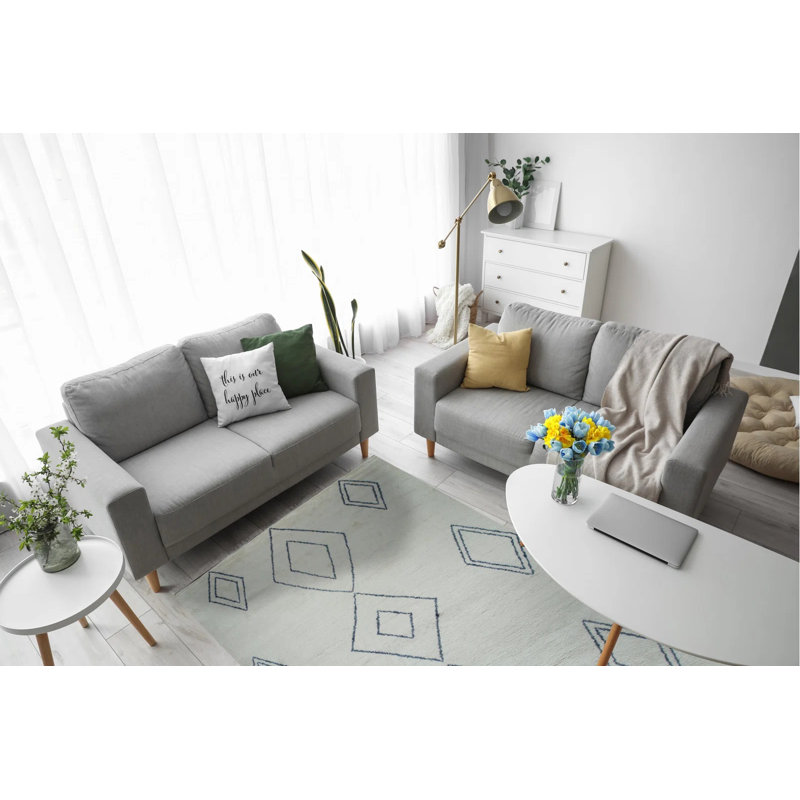 Tapis ivoire en laine noué à la main Selene, Rectangle 6 pi x 9 pi