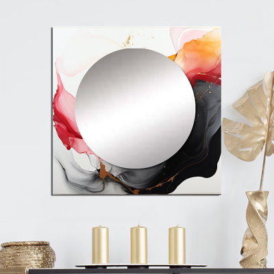 Wild Promises - Vague d'or abstraite - rose et noir - art abstrait carré de miroir mural de salon