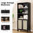 Tall Bookcase With Rattan Doors, 5 Tier Storage Wood Shelves For Stylish And Functional Home Organization-1124523897