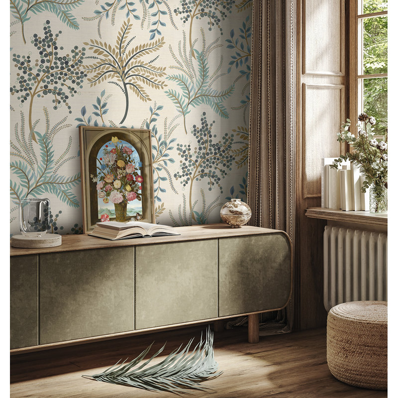 Rouleau de fleurs Ashantee, Beige / Bleu / Brun