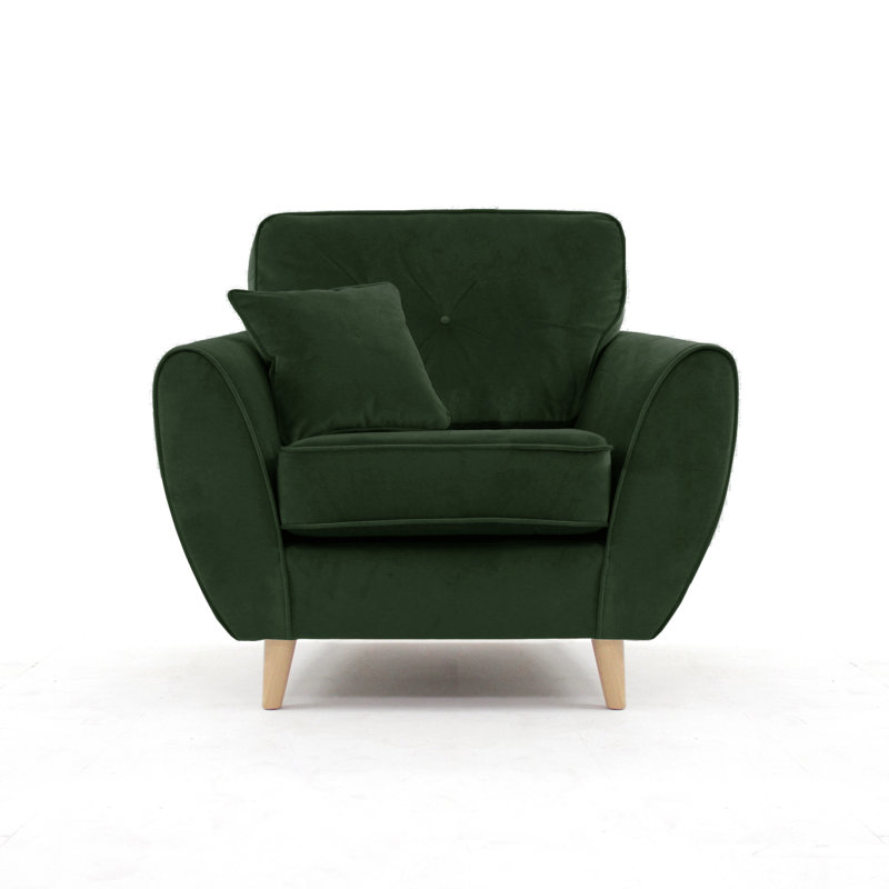Rafe Scandi Style Velvet Armchair, Emerald Green Velvet
