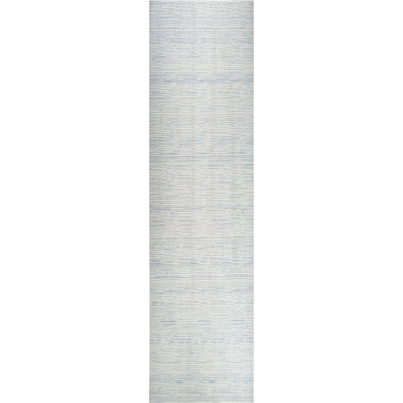 High-Low Preston Rug, Runner 2'7" x 10', Blue/Ivory/Gray