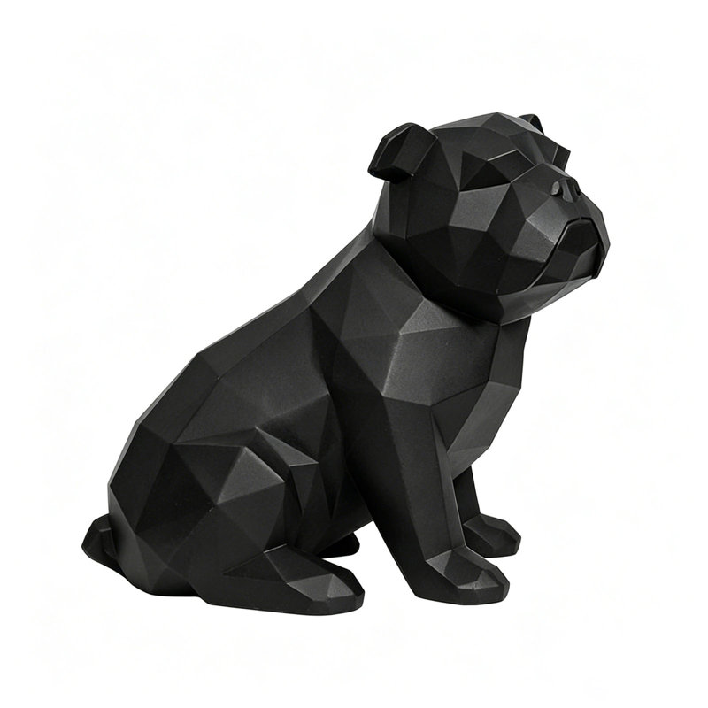 Statue géométrique en forme de bouledogue, résine, sculpture, pièce, bibliothèque, meuble télé, décor d'ornement animal, noir mat