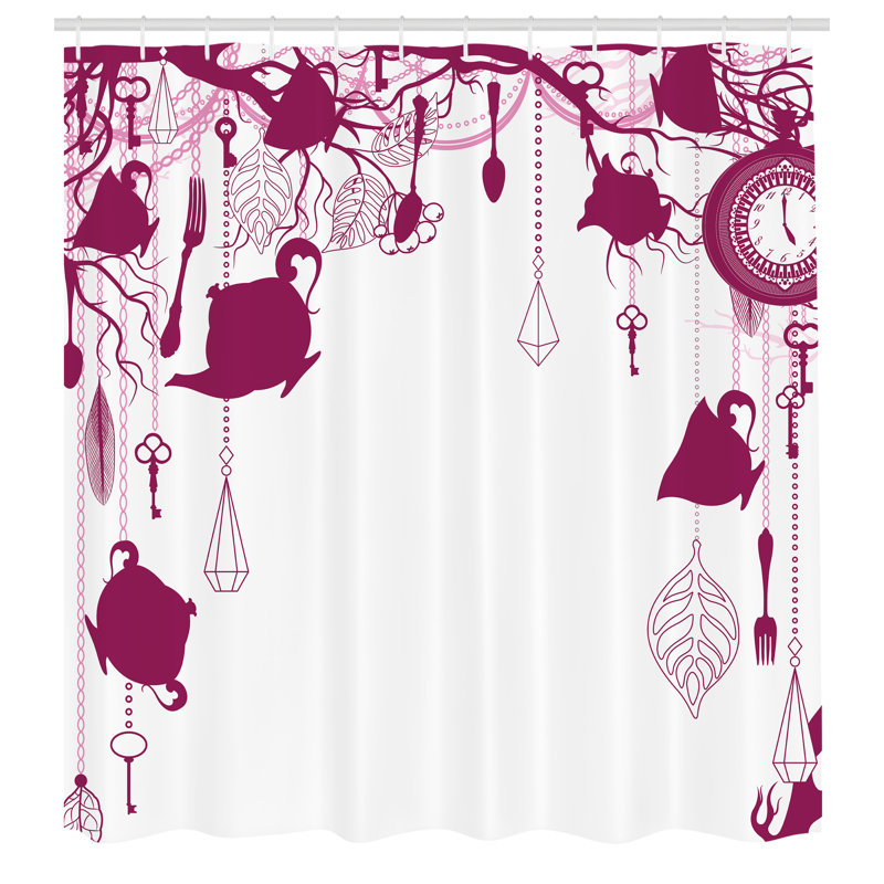Shower Curtain with Hooks Included, 70" H x 69" W, Dark Magenta